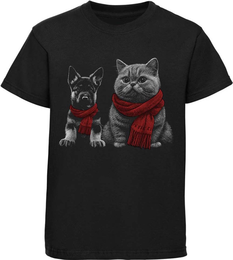 Printed children's T-shirt with puppies and kittens